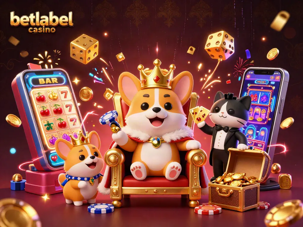 Experience excitement at BetLabel Casino with a royal corgi and thrilling game elements.